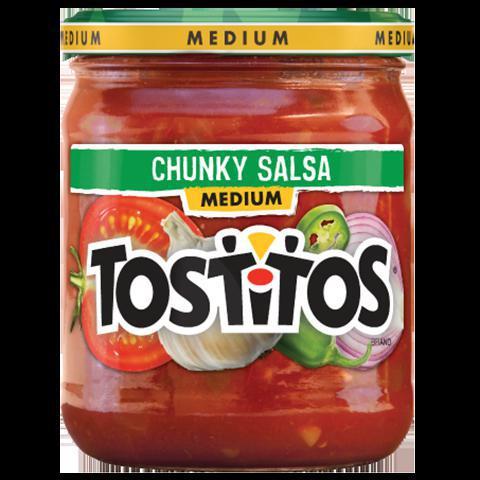 Tostitos Medium Salsa 15.5oz · Chunky salsa with fire roasted diced tomatoes, peppers, onions, and garlic powder packed with medium heat