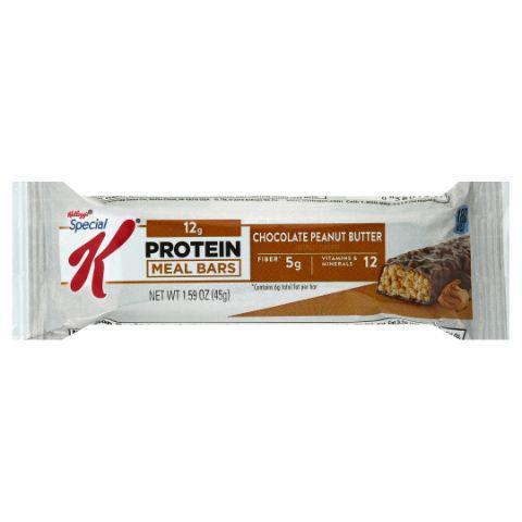 Special K Protein Chocolate Peanut Butter 1.59oz · Each bar provides 12 grams of protein and is deliciously crafted with creamy peanut butter, whole grain wheat and puffed rice - all coated in rich chocolate