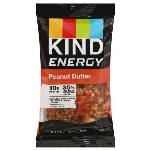 Kind Energy Bar  Peanut Butter 2.1oz · Blended crunchy whole peanuts, creamy peanut butter and 100% whole grains for a soft, chewy texture.