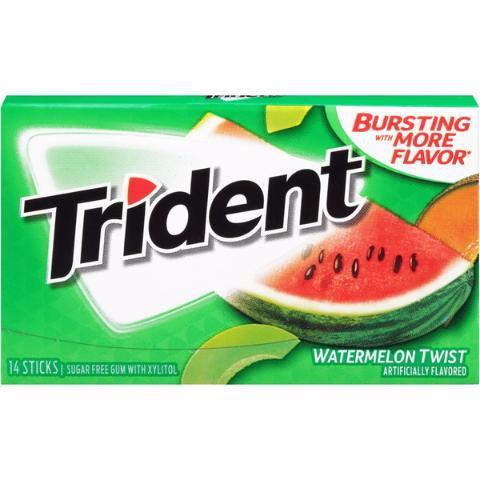 Trident Watermelon Twist Value Pack 14 Count · Send a watermelon to yoga class and what do you get? This breath-freshening gum bursting with flavor, of course!