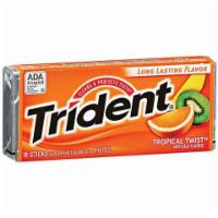 Trident Tropical Twist 14 Count · Twist and shout to a blend of exotic fruit flavors! 30% fewer calories than sugared gum.
