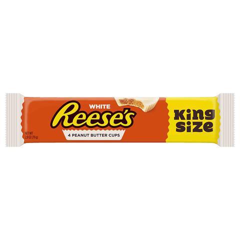 Reese's White Peanut Butter Cups King Size 2.8oz · Delicious white crème covering everyone’s favorite peanut butter. 4 cups in one King Size pack.