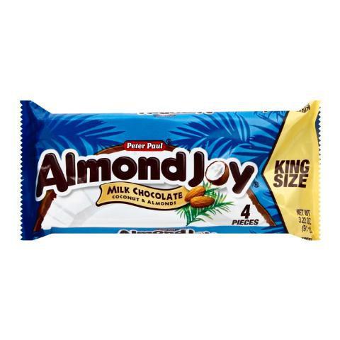 Almond Joy King Size 3.22oz · King-size amount of milk chocolate, whole almonds, and coconut.