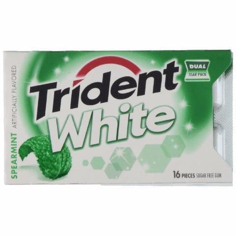 Trident White Spearmint 16 Count · The easy way to freshen breath, whiten teeth and gain that close-up confidence. With 30% fewer calories than sugared gum, maintain that healthy smile.