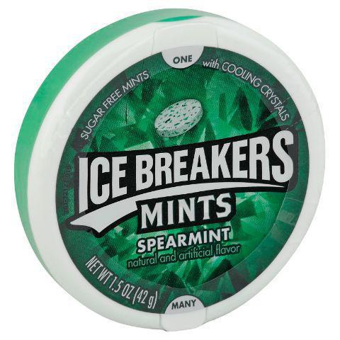 Ice Breakers Spearmint Puck 1.5oz · These small rounded mints are full of tiny green specks which are added bursts of spearmint flavoring