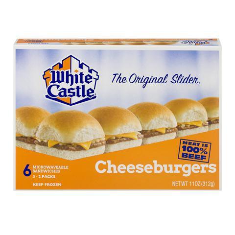 White Castle Cheeseburgers 11oz · Microwaveable and individually wrapped. Enjoy the legendary taste in the comfort of your own home.