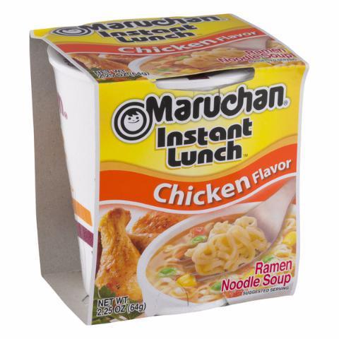 Maruchan Instant Lunch Chicken 2.25oz · An instant lunch that'll leave you satisfied and smiling. Oodles of noodles, veggies, and warm, savory, golden-delicious chicken broth.