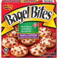 Bagel Bites Cheese & Pepperoni 7oz · Outrageously tasty pepperoni on a light, crispy bite size bagel – yeah, that’s what we’re ta...