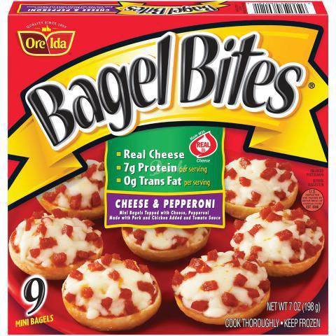 Bagel Bites Cheese & Pepperoni 7oz · Outrageously tasty pepperoni on a light, crispy bite size bagel – yeah, that’s what we’re talking about.