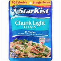 Starkest Chunk Wild Caught Light Tuna in Water 2.6oz Pouch · Wild caught and hand-packed. With no draining required, this convenient pouch makes it easy ...