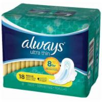 Always Ultra Thin Maxi Wings 18 Count · A step up in size with the same comfortable feeling now with extra coverage and extra protec...