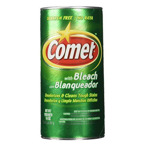 Comet Powder 14oz · Attack your toughest cleaning problems in the kitchen, bathroom and throughout your home. This all-purpose cleanser cleans and deodorizes a variety of surfaces without leaving a scratch.