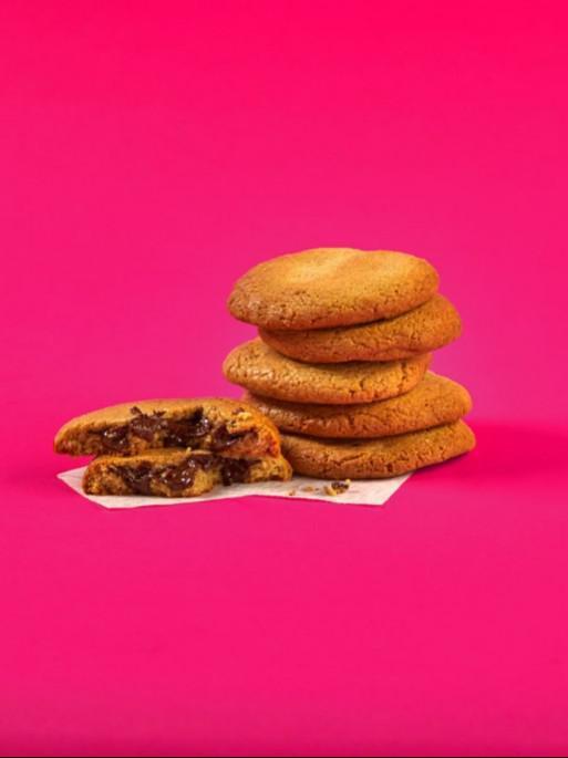 Warm Double Chocolate Stuffed Cookie · A giant, gooey, fresh-baked chocolate chip cookie stuffed with molten chocolate