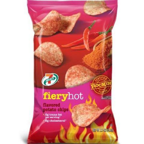 7-Select Fiery Hot Potato Chips 2.5oz · These chips pack in the flavor of hot and delicious spices with salt, sugar and onion powder seasoning for an incredibly bold taste