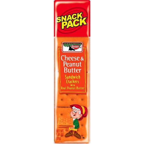 Keebler Cheese & Peanut Butter Sandwich Cracker 1.8oz · Delicious peanut butter sandwiched between two light and flaky cheese crackers continues to be a classic.
