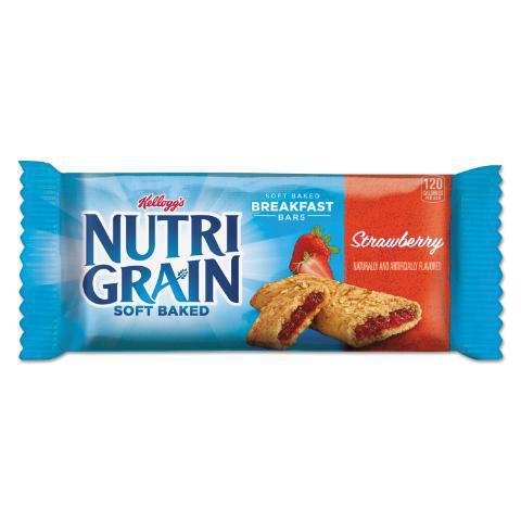 Kellogg's Nutri Grain Strawberry 1.3oz · Each bar is golden-baked crust of wheat and whole grain oats and filled with apple filling with a sweet cinnamon taste.