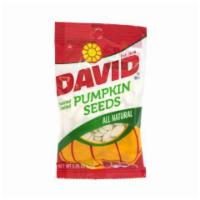 David Pumpkin Seeds 2.25oz · Quality seeds roasted to perfection for a crunchy, salty treat.