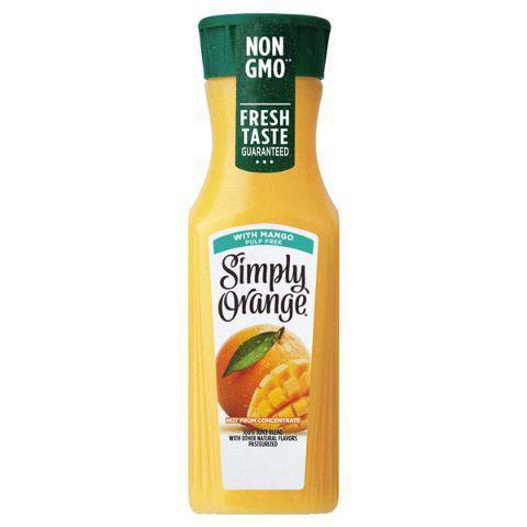 Simply Orange Mango 11.5oz · Simply Orange with Mango delivers a fresh taste experience with a luscious twist. With natural flavors and 100% juice blend., a full day's supply of vitamin C can be achieved.