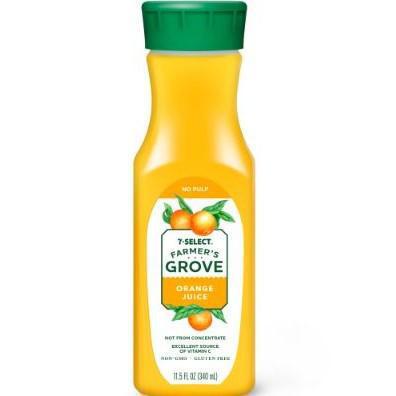 7 Select Farmers Grove Orange Juice 11.5oz · 7-Select Farmers Grove Orange Juice has a refreshing taste and crisp flavor. Great for on-the-go or at home.