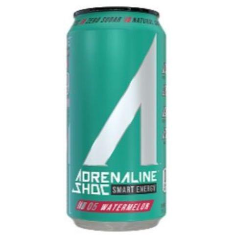 Adrenaline Shoc Watermelon 16oz · High performance natural energy blend of green coffee beans, yerba mate, coffee fruit extract and guarana as well as naturally sourced electrolytes from ocean minerals and 9 essential aminos, including BCAAs, to help with recovery