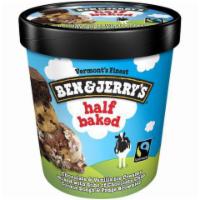 Ben & Jerry's Half Baked Pint · Vanilla ice cream with gobs of chocolate chip cookie dough and fudge brownie. Ben and Jerry’...