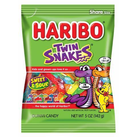 Haribo Twin Snakes 5oz · Each one has a sweet and sour side.