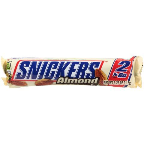 Snickers Almond King Size 2 Count · Fluffy nougat, crunch almonds, smooth caramel…drizzled in milk chocolate.