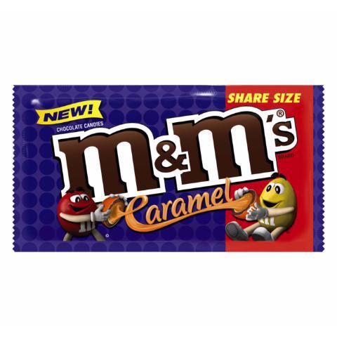 M&Ms Caramel Sharing Size 2.83oz · A soft caramel center covered in rich milk chocolate and coated with a colorful candy shell.
