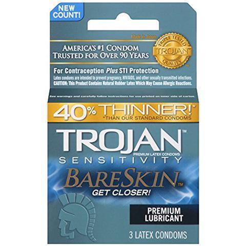 Trojan Bareskin Condoms 3 Pack · Better safe than sorry! Grab some protection for anytime the mood strikes. Comes 3 to a pack for all you over achievers. Getcha freak on!