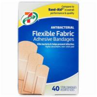 Flexible Fabric Adhesive Bandages 40 Count · Soft, flexible fabric for breathable protection. Highly absorbent, non-stick pad kills bacte...