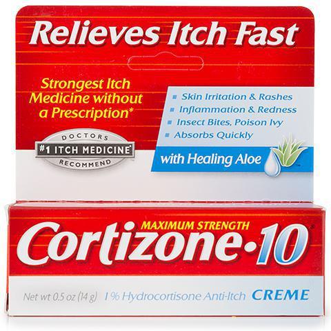 Cortizone 10 Crème .5oz · The non-greasy Crème is designed to go on smoothly and penetrate quickly to relieve itch fast. Also contains healing aloe to soothe itchy, irritated skin.