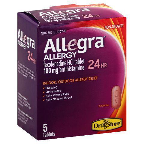 Allegra 5 count · #1 Allergist Recommended Non-Drowsy Brand Among Adult Oral OTC Antihistamines! 24-Hour Relief. Multi-Symptom Relief