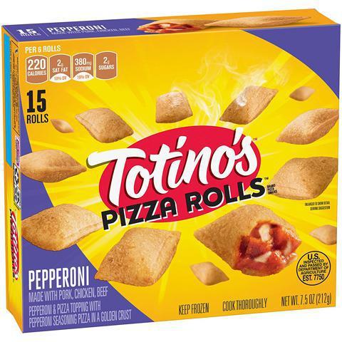 Totino's Pepperoni Pizza Rolls 7.5oz · Sure, they may burn the roof of your mouth, but isn’t the cheesy, deliciousness worth a bit of discomfort?
