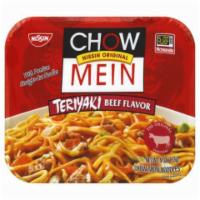 Nissin Chow Mein Teriyaki Beef 4oz · Wacky Teriyaki! This quick delicious meal features a river of heavenly noodles, loads of cri...