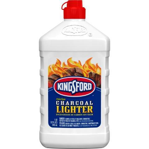Kingsford Charcoal Lighter Fluid 32oz · This lighter fluid is made with a high quality formula, making it the best way to light traditional charcoal briquettes and gets you grilling quickly. The odorless charcoal lighter fluid leaves behind no aftertaste, so you are guaranteed a delicious smoky flavor in your food