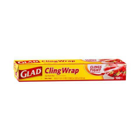 Glad Cling Wrap 100ft · Grips tight, seals easily, and protects the food you love to keep it fresher, longer. Or you can use it to wrap your roommate’s car.