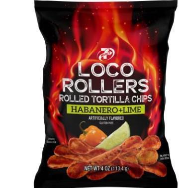 7-Select Loco Rollers Habanero Lime 4oz · Habanero & Lime Rolled Tortilla Chips
