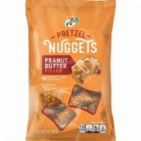 7-Select Peanut Butter Filled Pretzels 3oz · Crunchy pretzels baked to cripsy perfection then filled with smooth protein packed peanut bu...