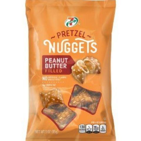 7-Select Peanut Butter Filled Pretzels 3oz · Crunchy pretzels baked to cripsy perfection then filled with smooth protein packed peanut butter.