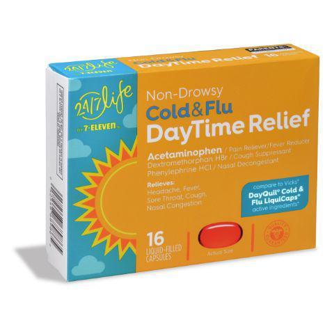 24/7 Life Daytime Cold & Flu Relief Caps 16ct · Get your cold controlled! Bid adieu to the flu! Count on our Day Time Cold & Flu Relief to save you from the worst symptoms of the cold or flu.