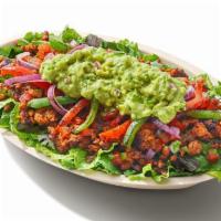 Whole30® Salad Bowl · NEW Plant-Based Chorizo, Supergreens Lettuce Blend, Fajita Veggies, Fresh Tomato Salsa and G...