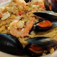 Sapore Fino Combo · Red or white. Shrimp, mussels and clams sauteed in your choice of either marinara, fra diavo...