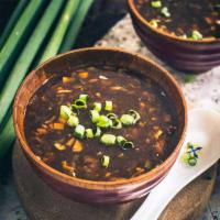 Hot and Sour Scooba Soup [Vegan] · Chili sauce with touch of vinegar and soy sauce served with shredded veggies
