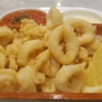Calamari Fritti  · Fried calamari, chives aioli, lemon marinara.