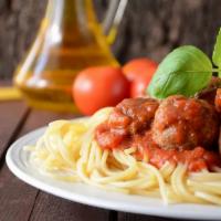 Pasta with Meatball · Ball of seasoned meat.