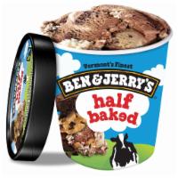 Ben & Jerry's Half Baked · A delectable dance of Chocolate Chip Cookie Dough and Chocolate Fudge Brownie. Vanilla ice c...