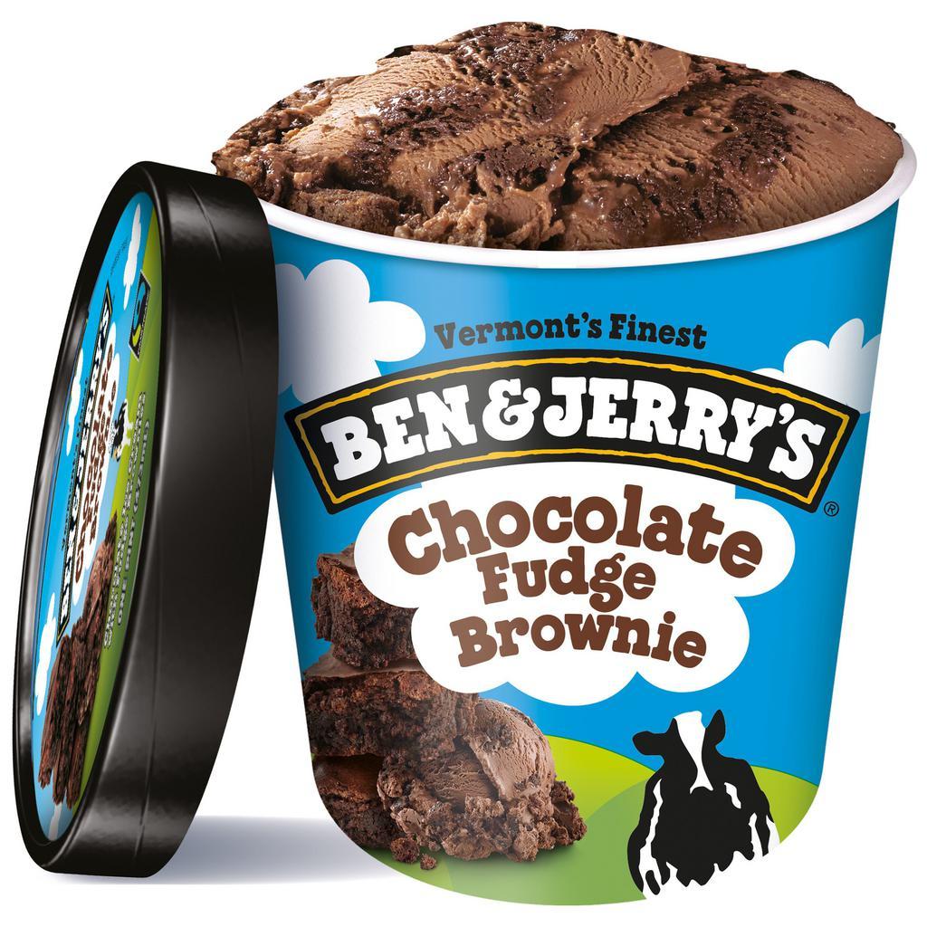 Ben & Jerry's Chocolate Fudge Brownie · Fudgy chunks of brownie goodness mixed into dark and rich chocolate ice cream. Sounds like a dream.  16 oz.