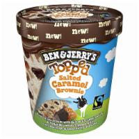 Ben & Jerry's Topped Salted Caramel Brownie	 · Ben & Jerry's Vanilla ice cream with salted caramel swirls & fudge brownies topped with cara...