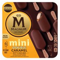Magnum Mini Double Caramel	 · Classic vanilla bean ice cream is wrapped in a lusciously sweet caramel sauce and dipped in ...