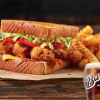 Zaxby's Club Sandwich Meal · Chicken Fingerz, bacon, crisp lettuce, tomatoes, mayonnaise, and American Cheese on Texas To...